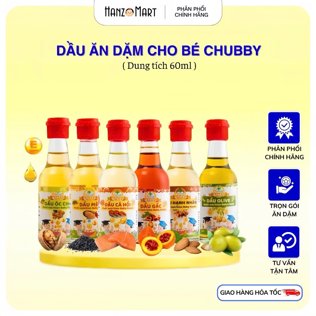 Dầu ăn dặm cho bé từ 6 tháng Chubby chính hãng hanzomart