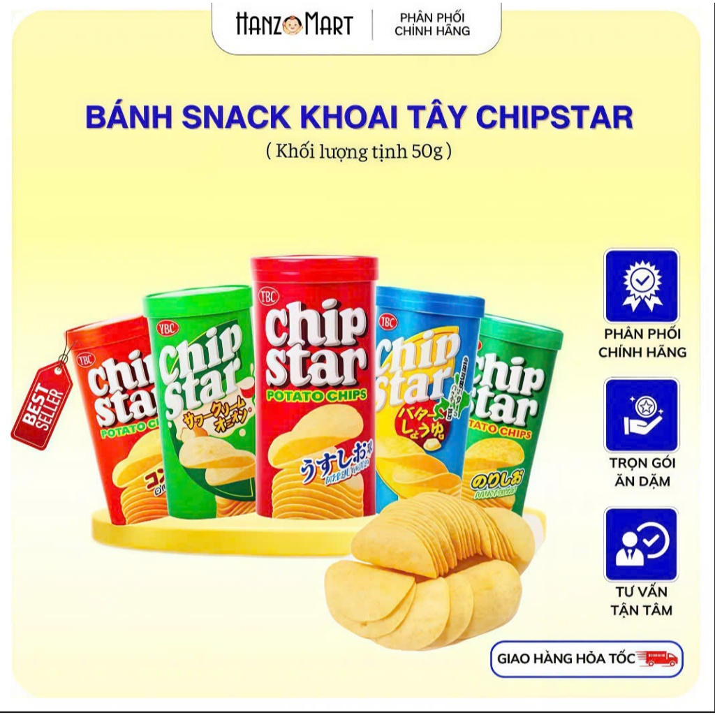 Bánh Snack khoai tây Chip Star Nhật Bản ăn dặm cho bé trên 1 tuổi 50gr hanzomart