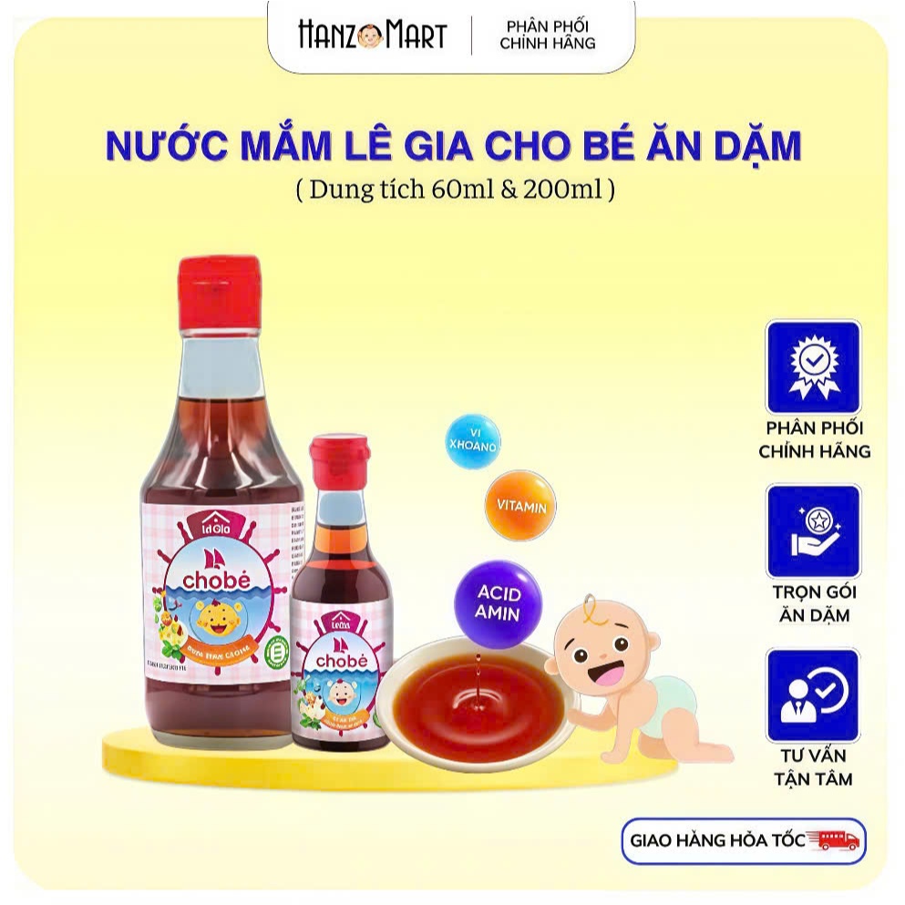 Nước mắm Lê Gia cho bé ăn dặm 60ml 200ml