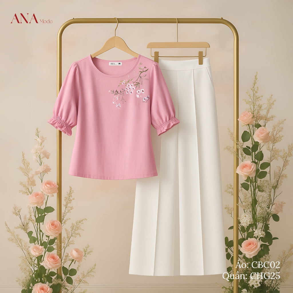 Set Quà Tặng Mẹ Ý Nghĩa Thương Hiệu ANA Mode (Áo CBC02 + Quần CHG25 kèm hộp quà)