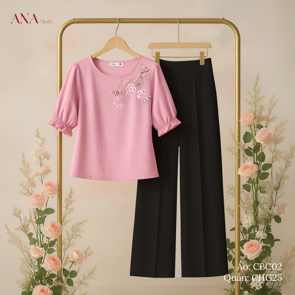 Set Quà Tặng Mẹ Ý Nghĩa Thương Hiệu ANA Mode (Áo CBC02 + Quần CHG25 kèm hộp quà)