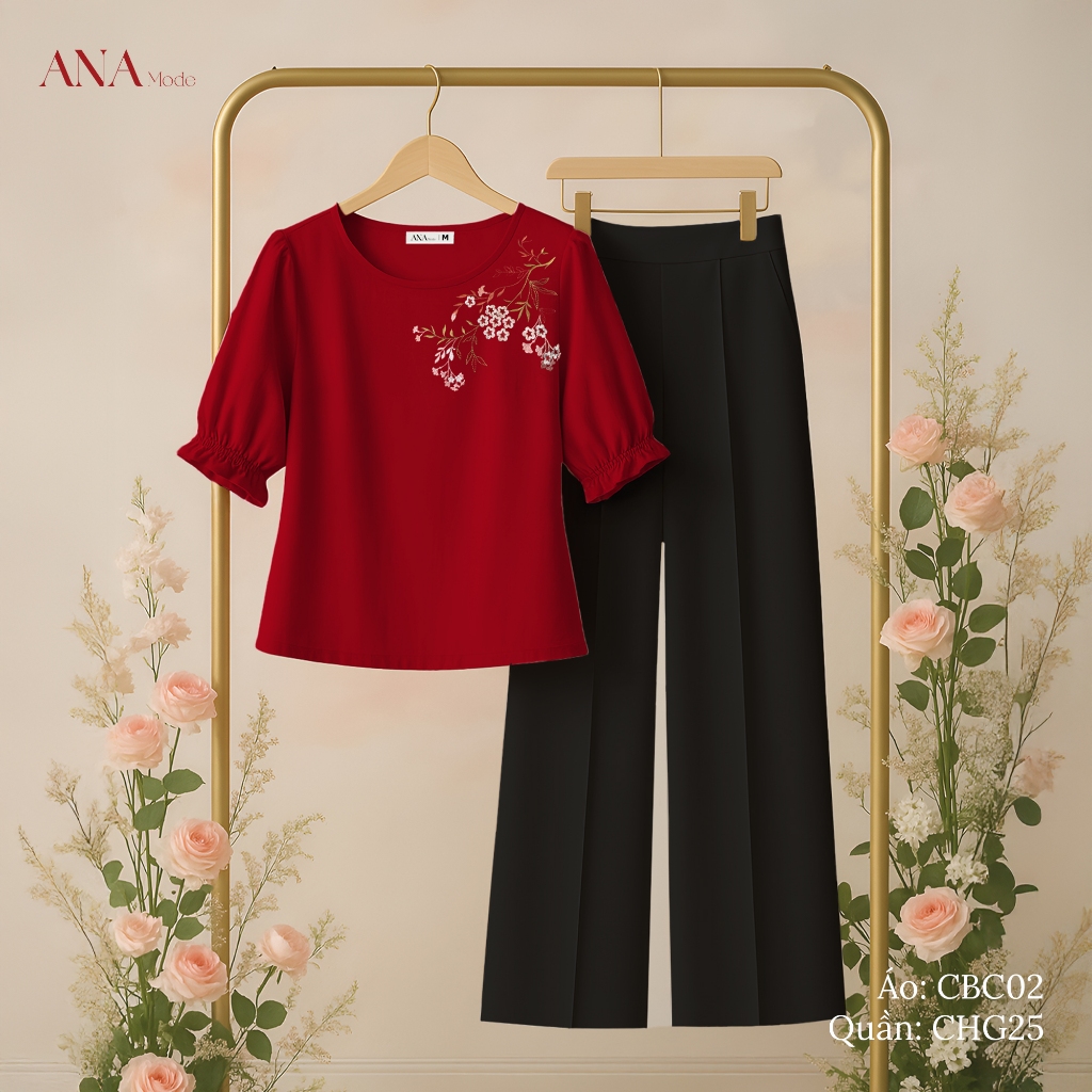 Set Quà Tặng Mẹ Ý Nghĩa Thương Hiệu ANA Mode (Áo CBC02 + Quần CHG25 kèm hộp quà)