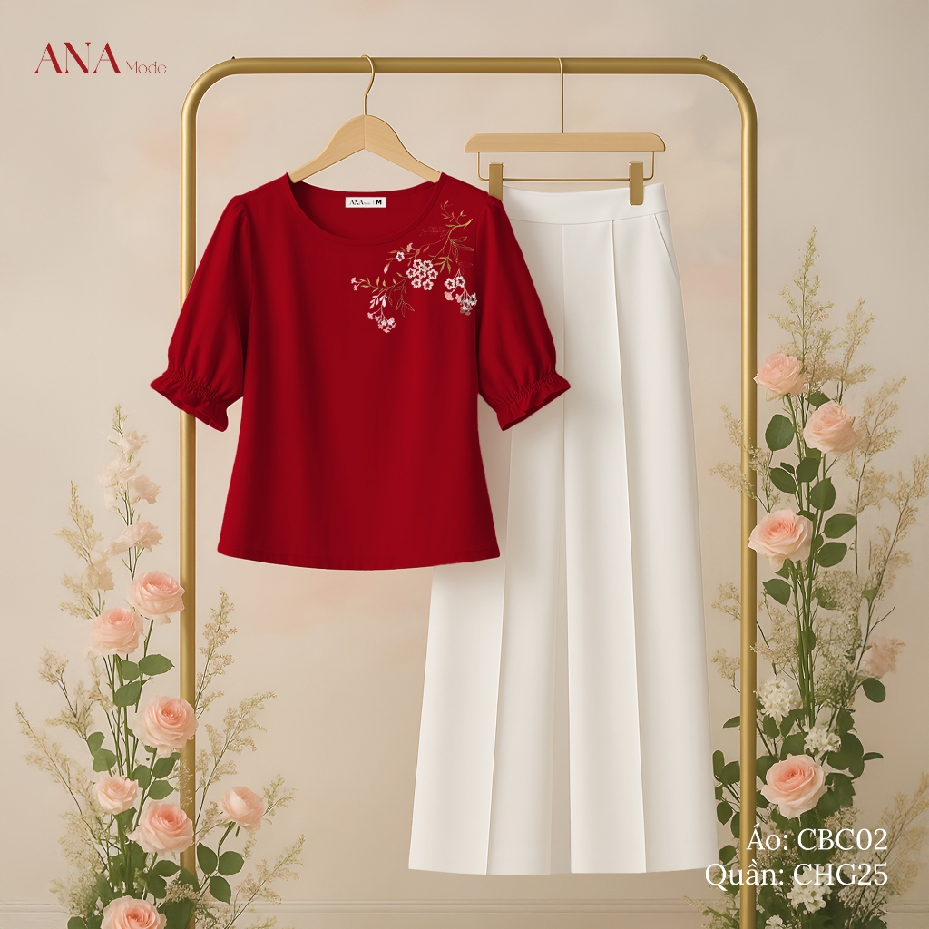 Set Quà Tặng Mẹ Ý Nghĩa Thương Hiệu ANA Mode (Áo CBC02 + Quần CHG25 kèm hộp quà)