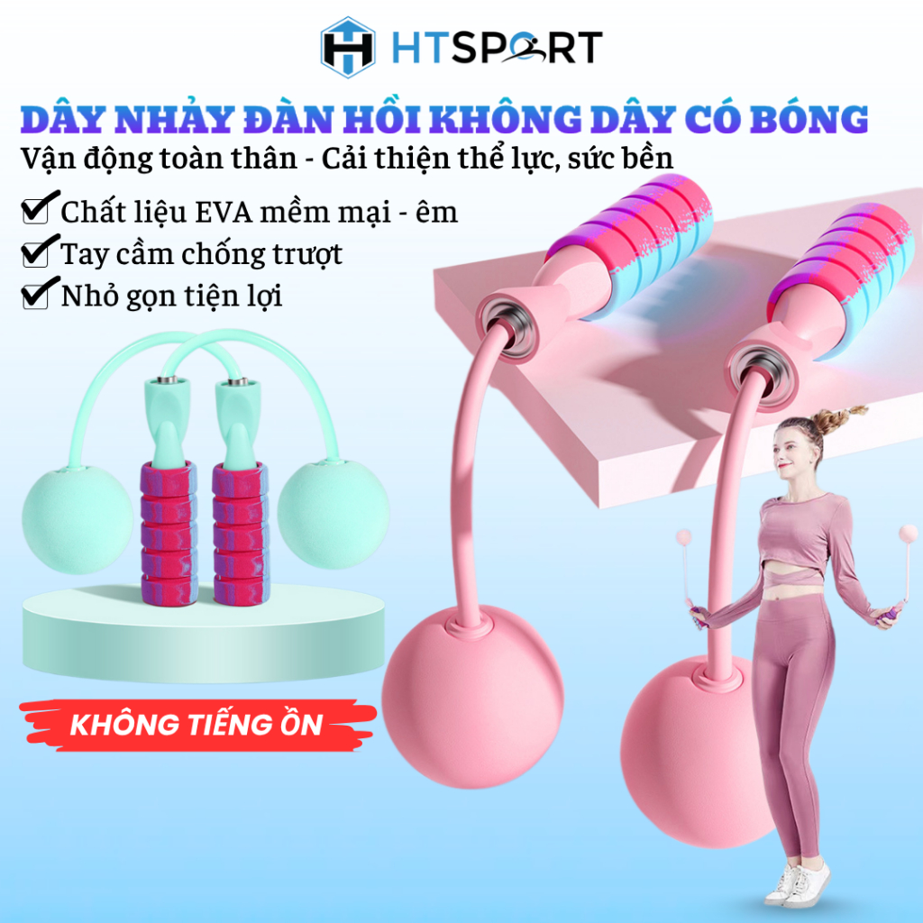 Dây Nhảy Đàn Hồi Không Dây Có Bóng, Dây Nhảy Không Tiếng Ồn, Chống Trượt Hỗ Trợ Giảm Cân, Luyện Thể Lực