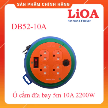 LIOA - Ổ Cắm Kéo Dài Quay Tay Kiểu Đãi Bay Mini LiOA loại 4 Ổ cắm DB52-10A dây dài 5 mét Hàng Chính Hãng
