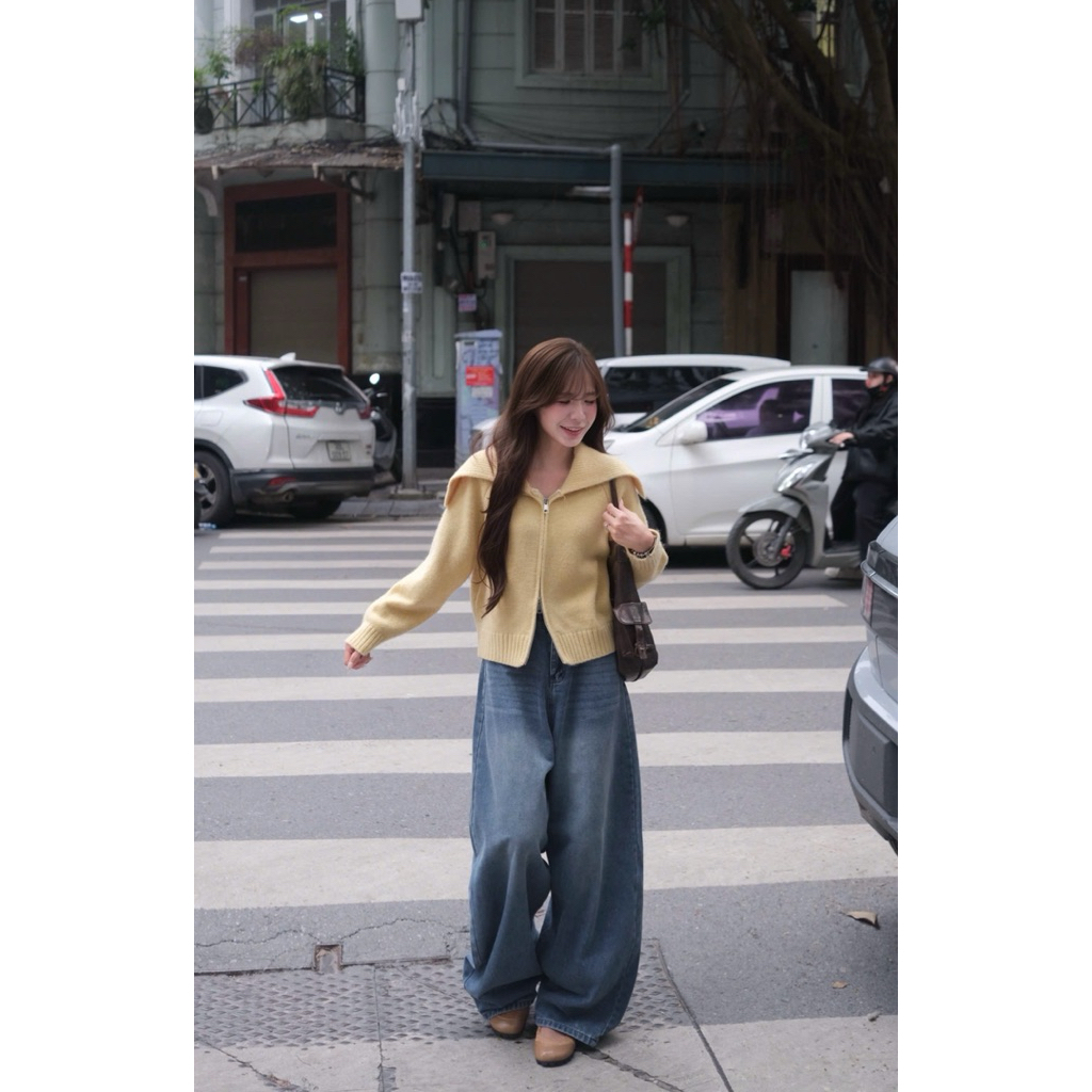 Quần jeans dáng rộng ỐNG CONG harem 8342 Nữ the.sweaterweather TSW