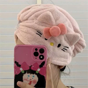 Khăn ủ tóc, khăn tắm hello kitty thấm hút tốt mềm mịn khăn quấn tóc