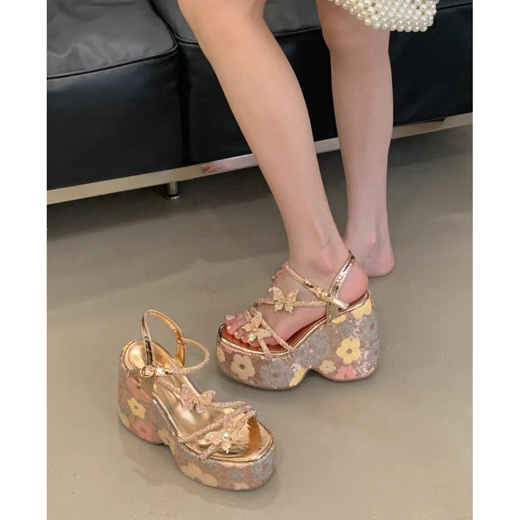 Dép cao gót kim sa lấp lánh 12-13cm
