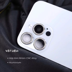 Kính Cường Lực Bảo Vệ Camera Đính Đá URR Diamond Crystal Cho iPhone 17 16 15 14 Pro Max Plus Chống Nước Chống Xước