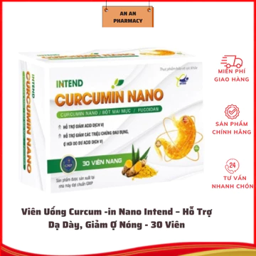 Viên Uống Curcumin Nano Intend – Hỗ Trợ Dạ Dày, Giảm Ợ Nóng, Ợ Chua, Giúp Tiêu Hóa Tốt, Hộp 30 Viên