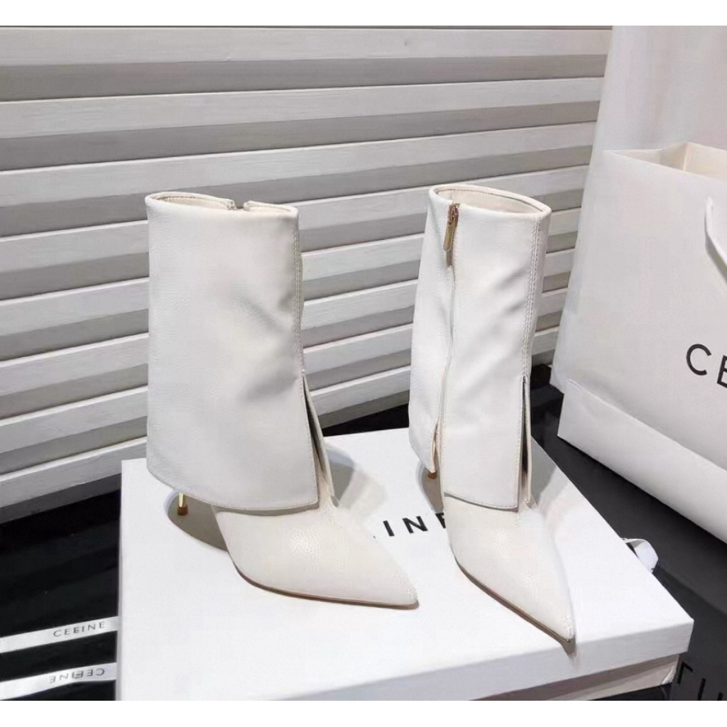 Phong Cách Mới Boot Mũi Nhọn Cao Gót Giữa Chân Quần Giày Bốt Nữ Bên Dây Khoá