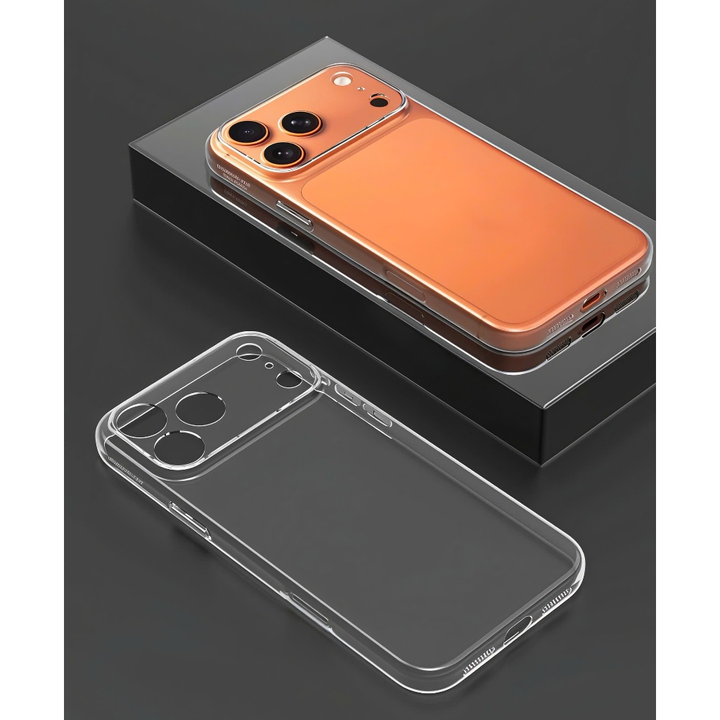 Ốp siêu mỏng UltraThin trong suốt dẻo mềm phím bạc có gờ bảo vệ camera dành cho iphone 17 16 15 14 13 12 pro max air