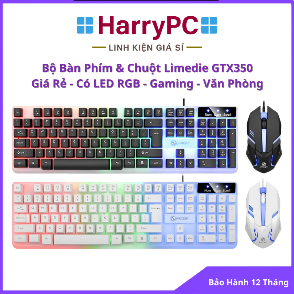 Combo Bàn Phím Chuột Máy Tính Giả Cơ Có Dây Gaming GTX 350 Led RGB - 2 ...