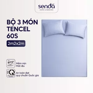 Bộ ga gối 3 món 2mx2m2 Lụa Tencel Sen Đá Home Bedding cao cấp trơn màu, set 2 vỏ gối, 1 ga giường bo chun 2m 2m2
