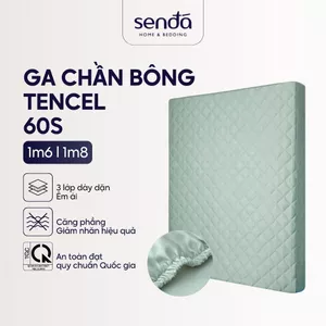 Ga giường chần bông Lụa Tencel 1m6 1m8 Sen Đá Home Bedding cao cấp trơn màu, drap bo chun trải nệm, ra bọc đệm