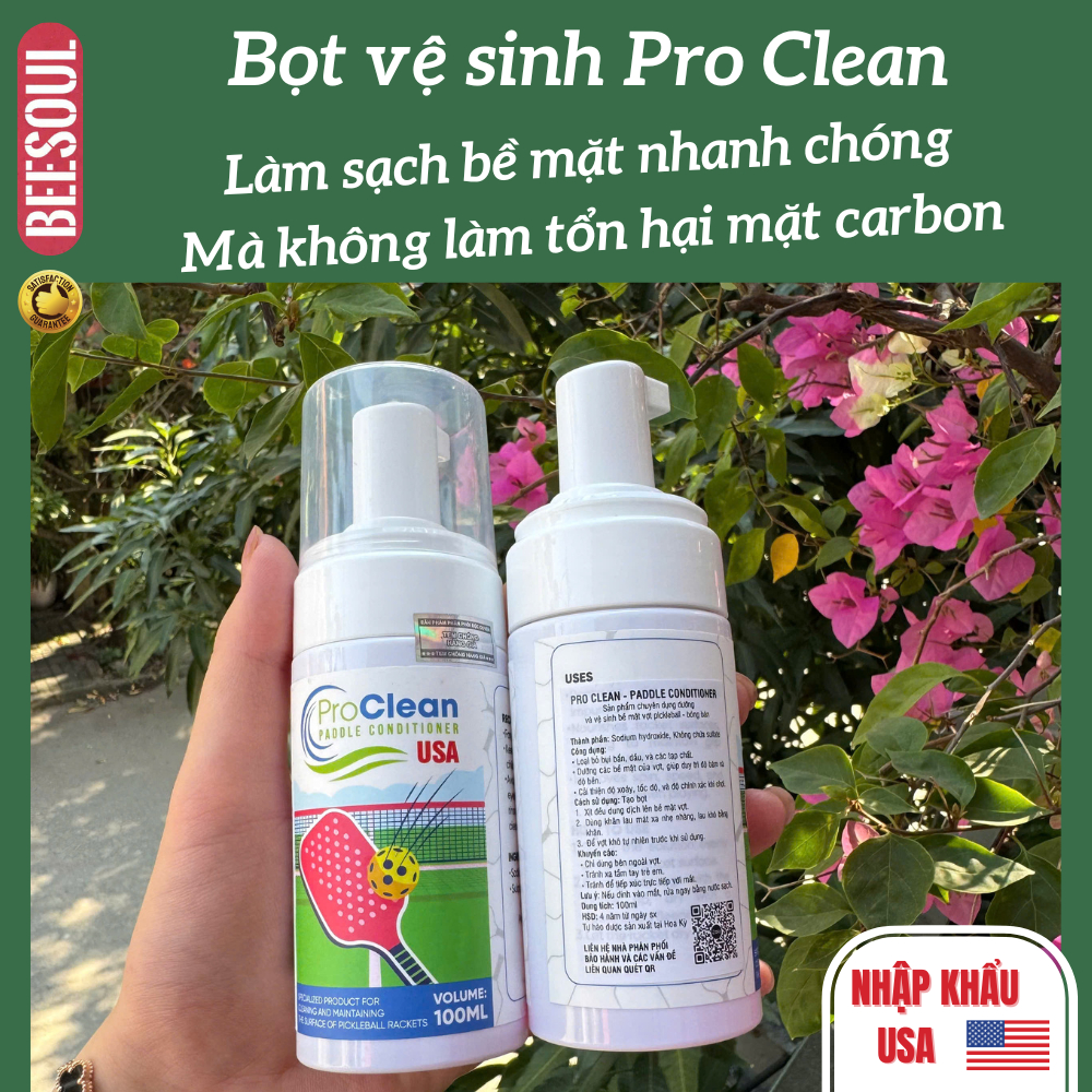 Vệ sinh vợt pickleball Beesoul chính hãng - Pro Clean USA vệ sinh các bề mặt vợt