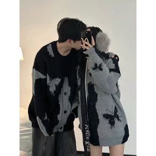 Set áo cardigan couple unisex in hoạ tiết phong cách Retro