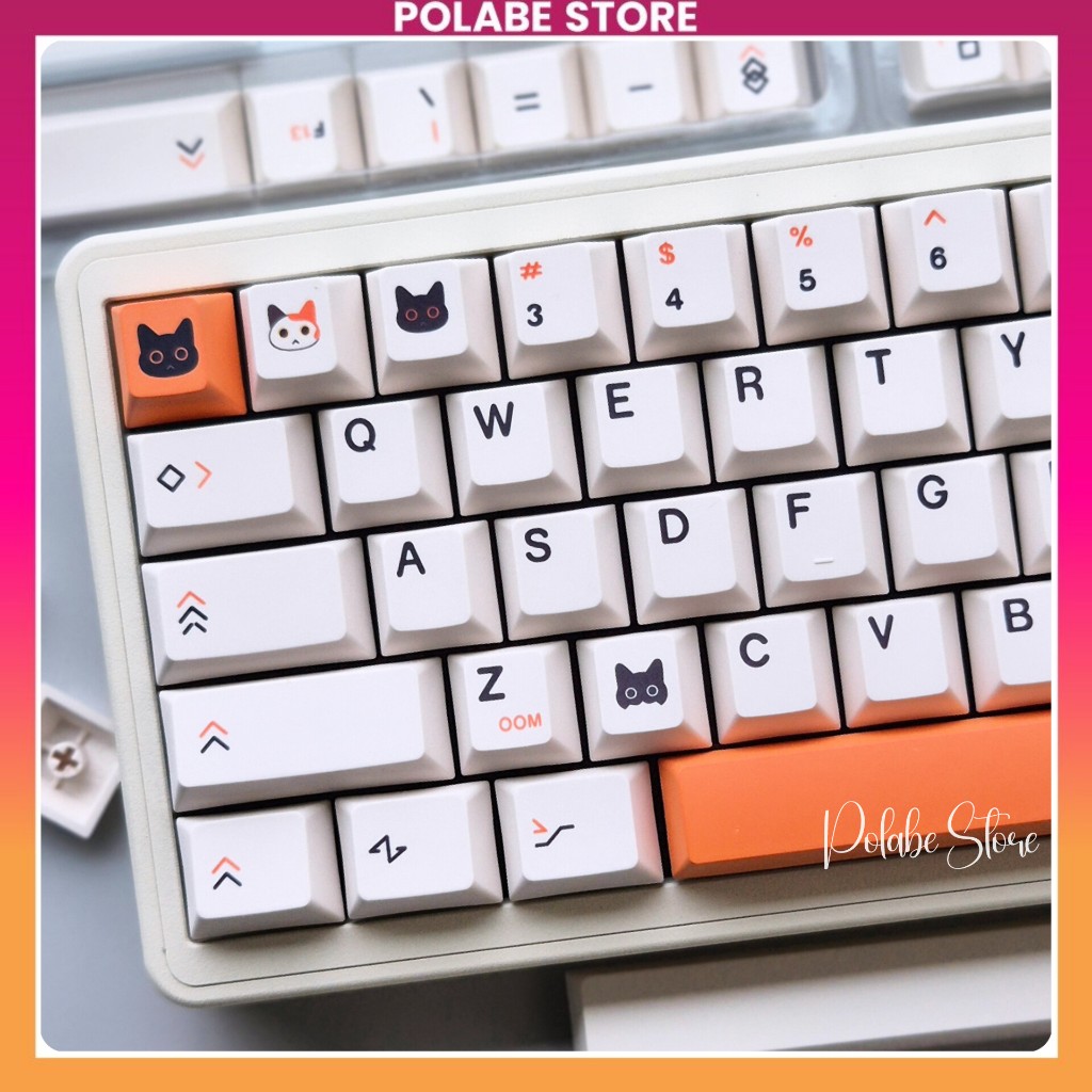 Keycap Orange Cat Cherry Profile Keycap Retro Mèo Cam Cute PBT Bàn Phím ...