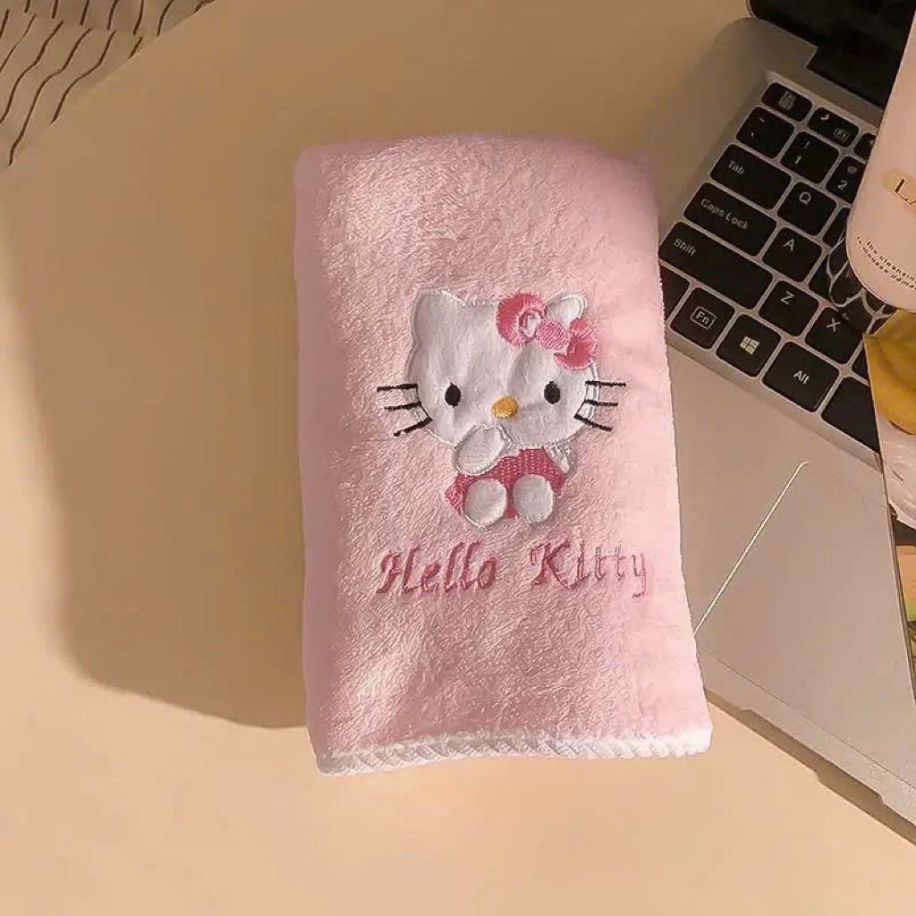 Bộ 2 Khăn Tắm Kitty Cao Cấp Vải Mềm Mịn, Thấm Hút Tốt  Dễ Thương Cho Bé & Gia Đình