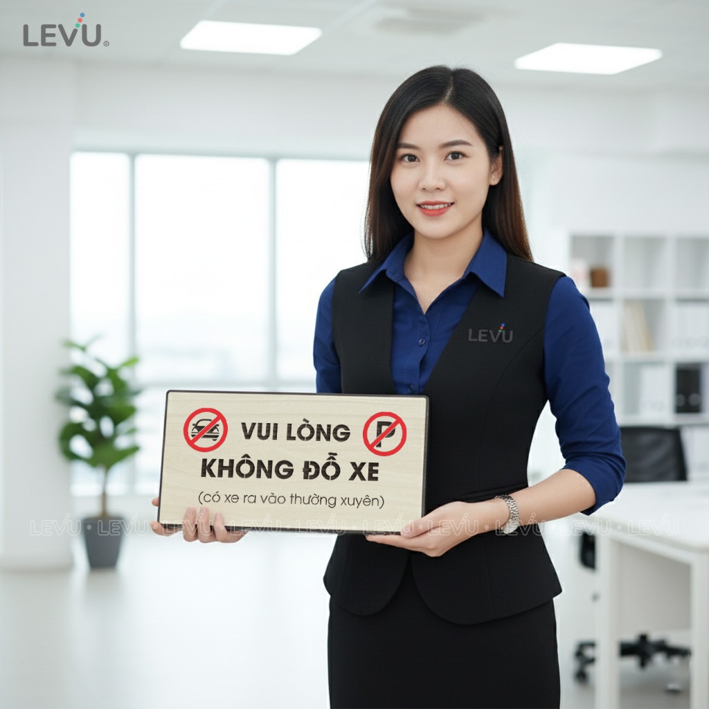 Bảng gỗ thông báo vui lòng không đỗ xe trang trí khu vực cấm đậu xe BG83
