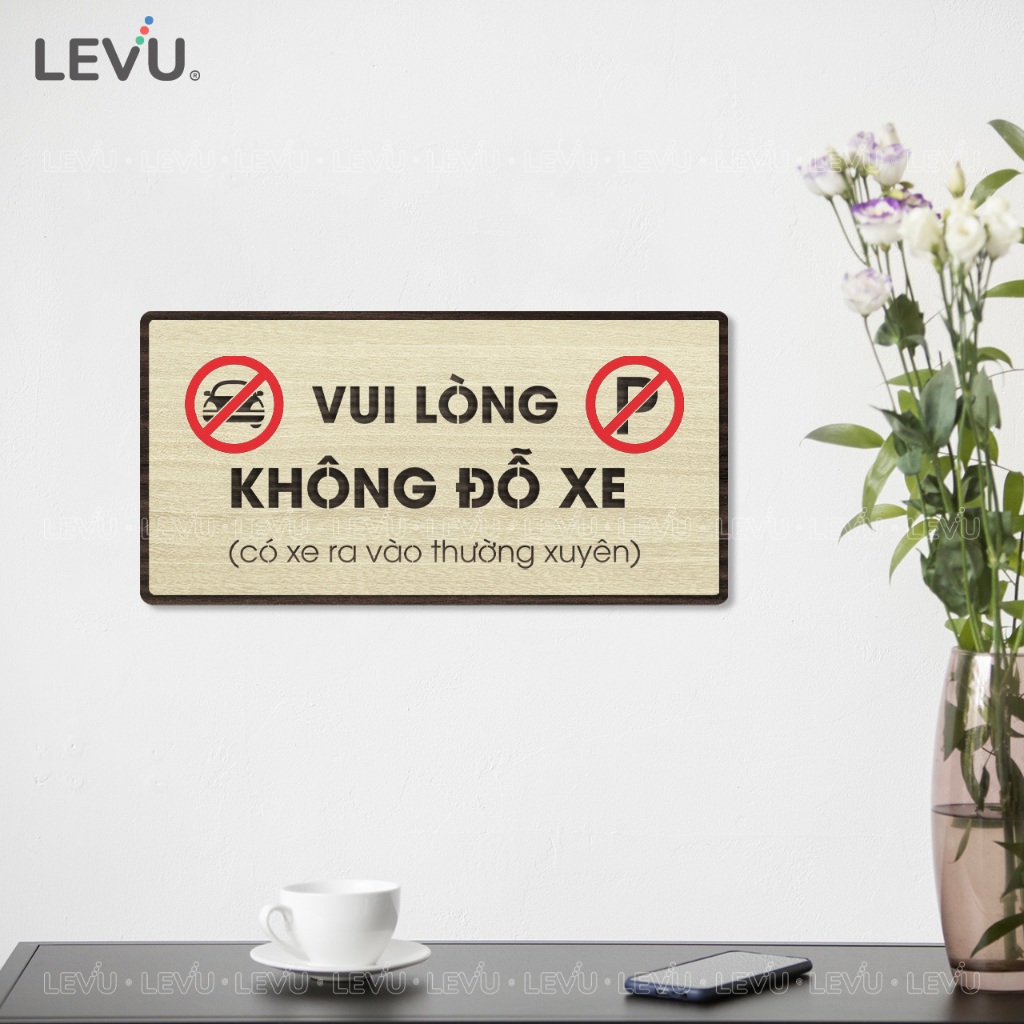 Bảng gỗ thông báo vui lòng không đỗ xe trang trí khu vực cấm đậu xe BG83