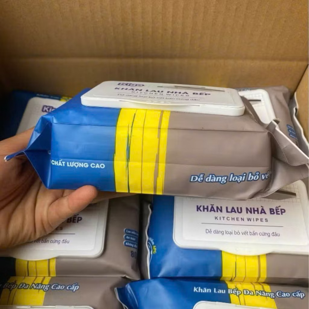 GIẢM SÂU LÊN ĐẾN 40% Thùng 10 Gói Khăn Lau Bếp Đa Năng - Lau Sạch Dầu Mỡ An Toàn Tiện Lợi