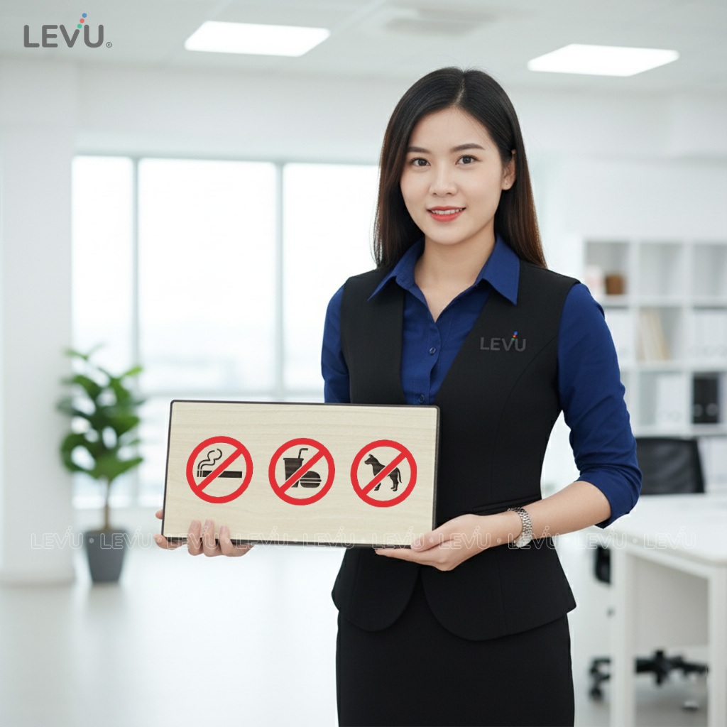 Bảng gỗ cảnh báo tổng hợp (no smoking, cấm đồ ăn, cấm thú cưng) BG88 trang trí quán