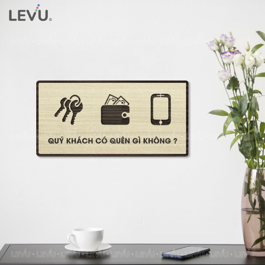 Bảng gỗ trang trí nhắc nhở quý khách có quên gì không BG90 decor quán