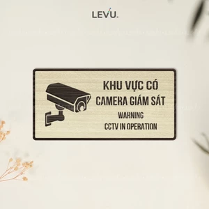 Bảng gỗ cảnh báo khu vực có camera giám sát BG92 trang trí nhà cửa