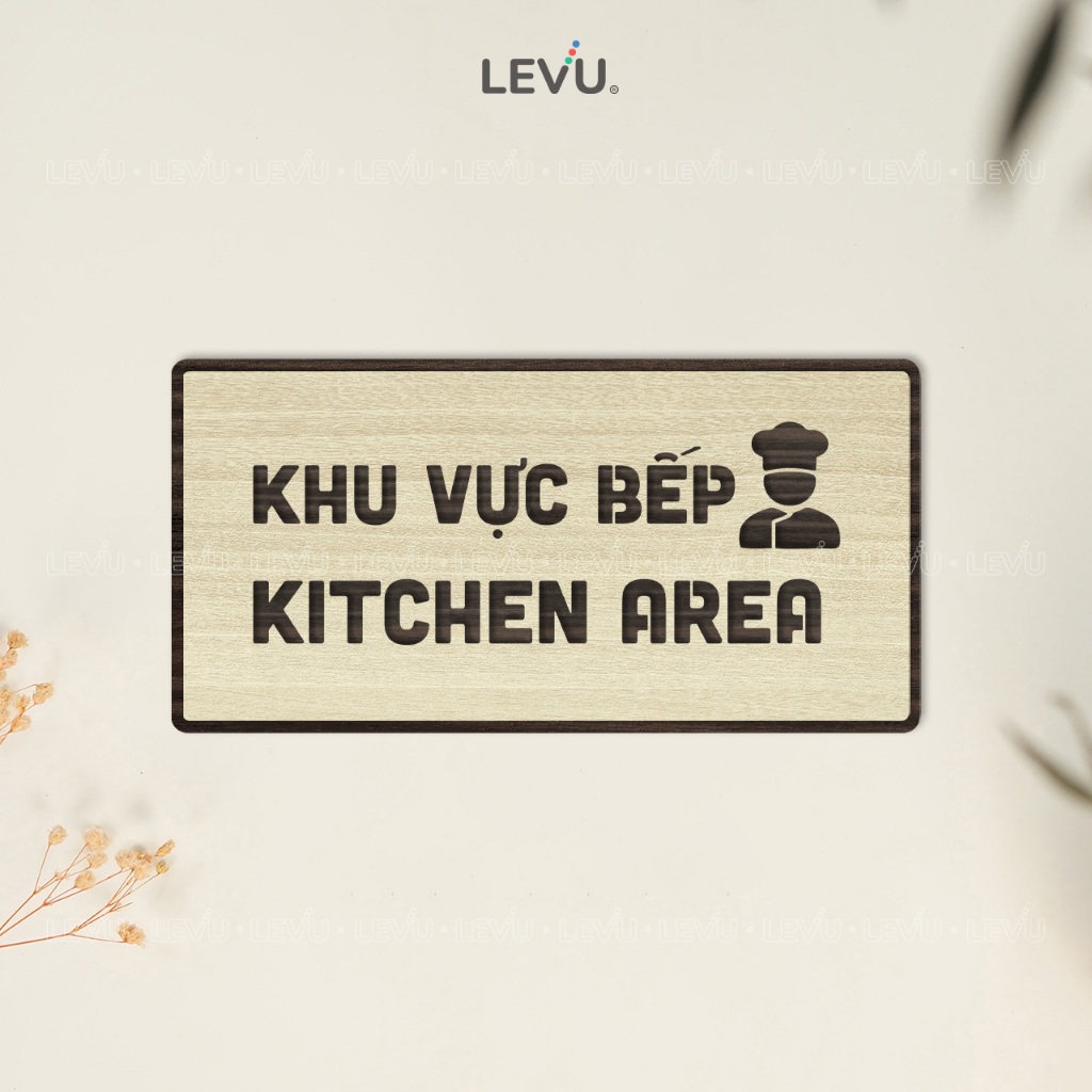 Bảng gỗ trang trí khu vực bếp "Kitchen Area" BG94 decor nhà hàng
