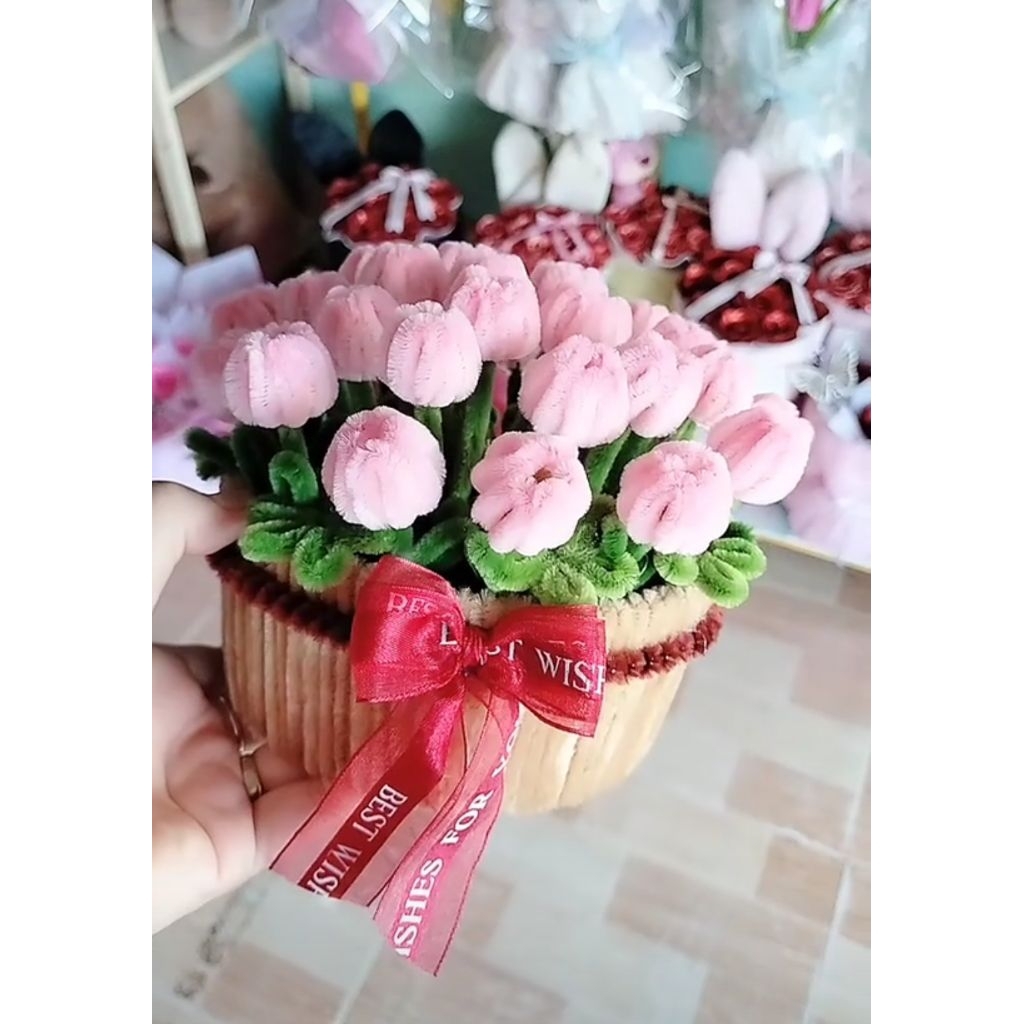 Chậu tulip kẽm nhung size lớn siêu xinh