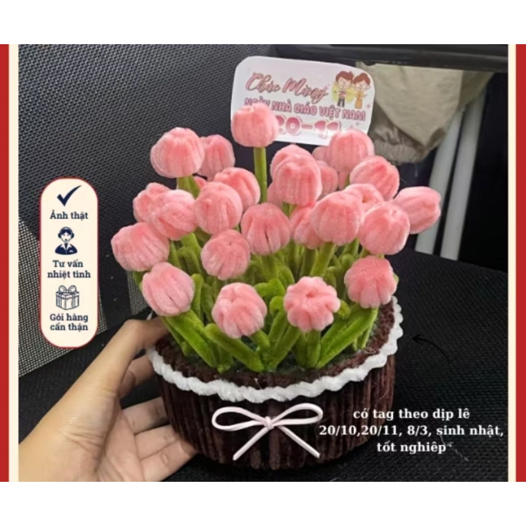 Chậu tulip kẽm nhung size lớn siêu xinh