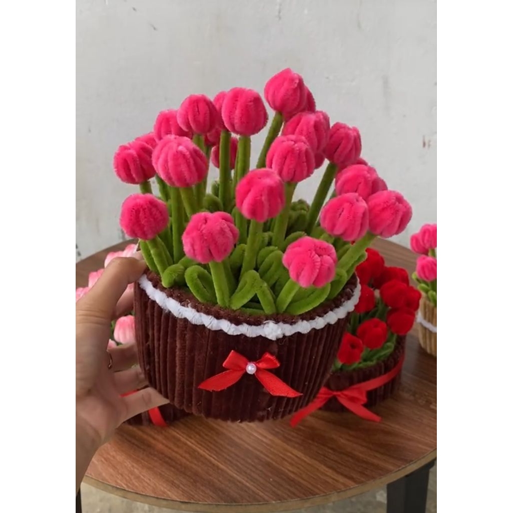 Chậu tulip kẽm nhung size lớn siêu xinh