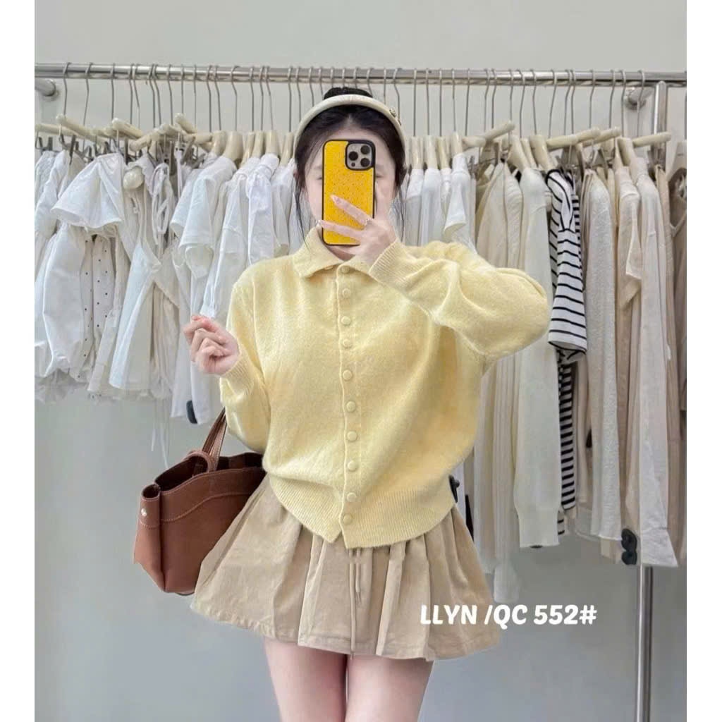 Áo Cardigan Len Trơn Cúc Bọc Cổ Bẻ Pastel Retrostyele Soft Pastel Knit Quảng Châu AolenCDG1811 | BigBuy360 - bigbuy360.vn