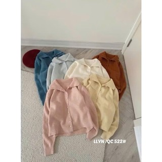 Áo len trơn cúc bọc, áo khoác dáng rộng phong cách UlzzangStyle