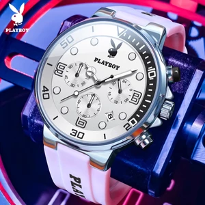 PLAYBOY Đồng hồ Nam thạch anh chính hãng dạ quang chống nước có lịch và chức năng chronograph 3036
