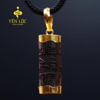 Mặt Trầm Tâm Trụ Omani  - Bọc Vàng 8K - Trầm Hương Sánh Chìm