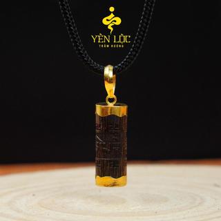 Mặt Trầm Tâm Trụ Omani  - Bọc Vàng 8K - Trầm Hương Sánh Chìm