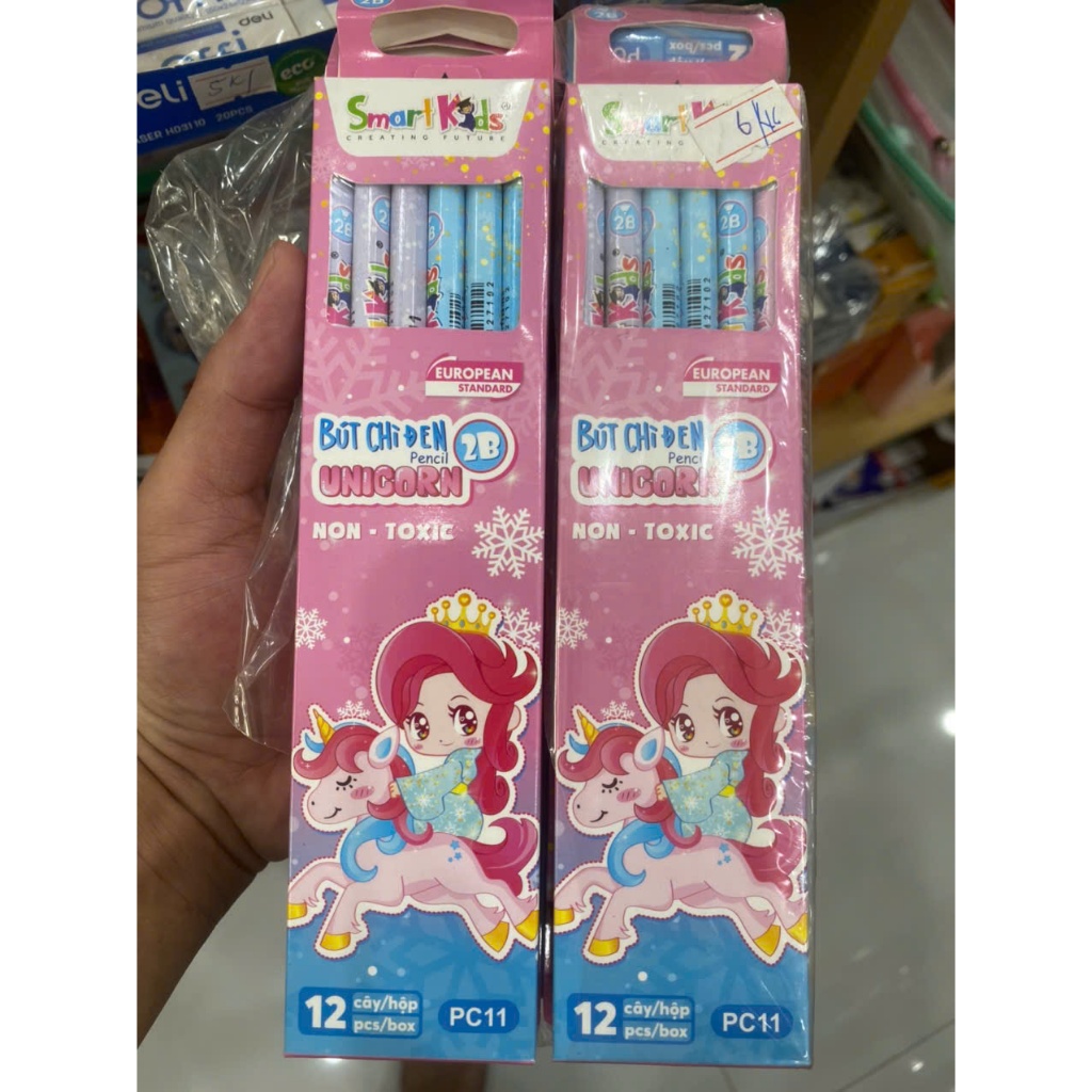 Bút chì 2b học sinh cấp 1 cao cấp họa tiết Unicorn Smartkids PC11 thân lục giác dễ cầm nắm