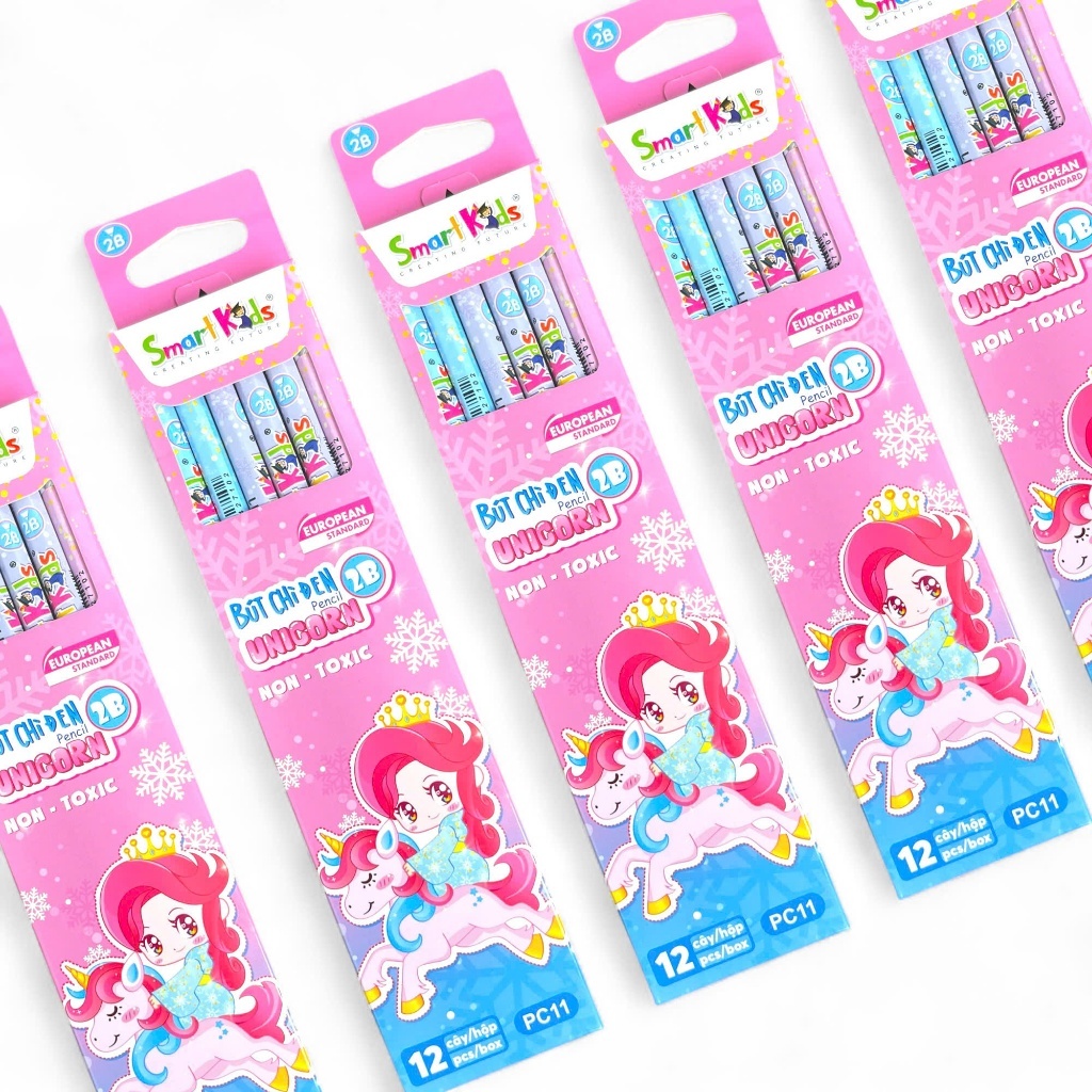 Bút chì 2b học sinh cấp 1 cao cấp họa tiết Unicorn Smartkids PC11 thân lục giác dễ cầm nắm