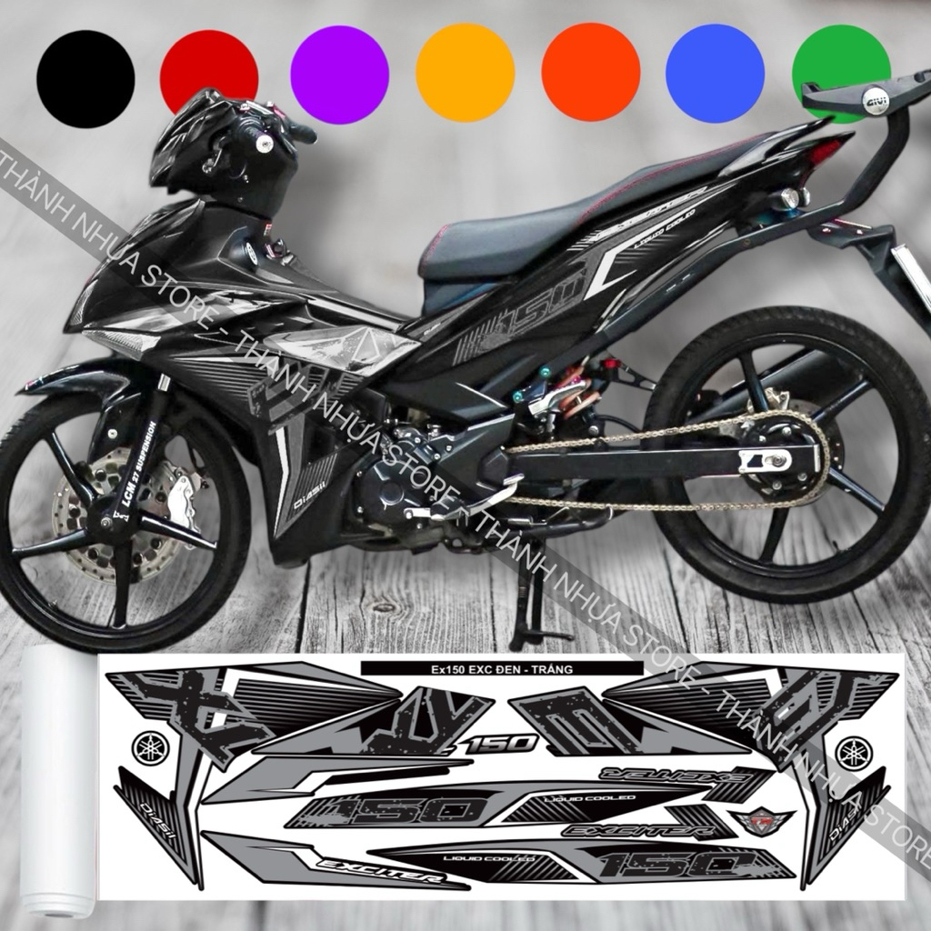 [ĐỦ MÀU] Tem EXC Ex150 - Tem rời dán Exciter 150 3 lớp xe đen