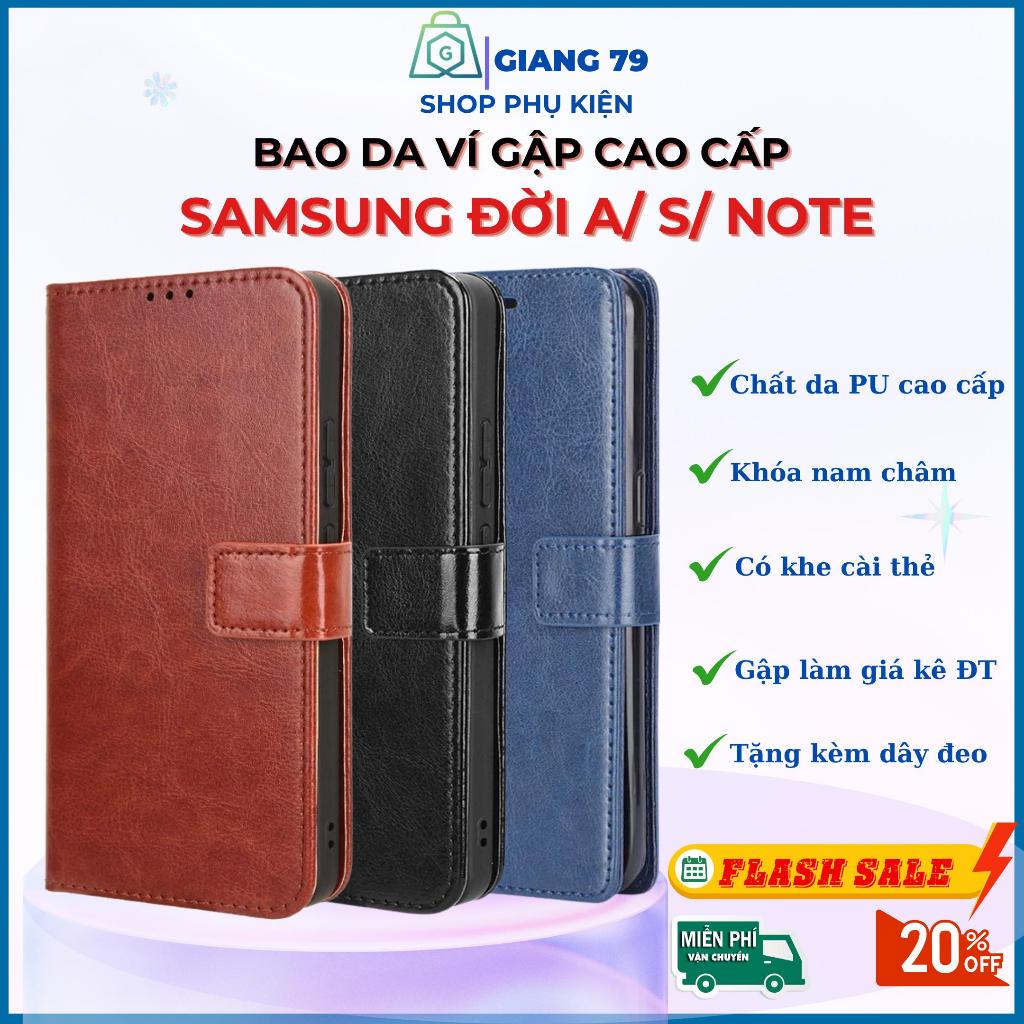Ốp Lưng Bao Da Ví Gập SAMSUNG  Đời A/ S/ NoteĐủ Mã. Hai Mặt Chất Lượng Cao, Khóa Nam Châm, Đẹp Tiện Dụng