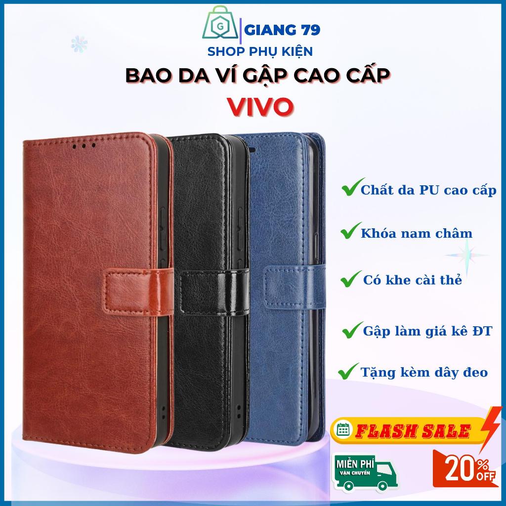 Ốp Lưng Bao Da Ví Gập VIVO Cao Cấp Khoá Nam ChâmY02T Y18 Y18S V29E 30E V30 Y17S Y01 Y02 Y03 Y15 Y16