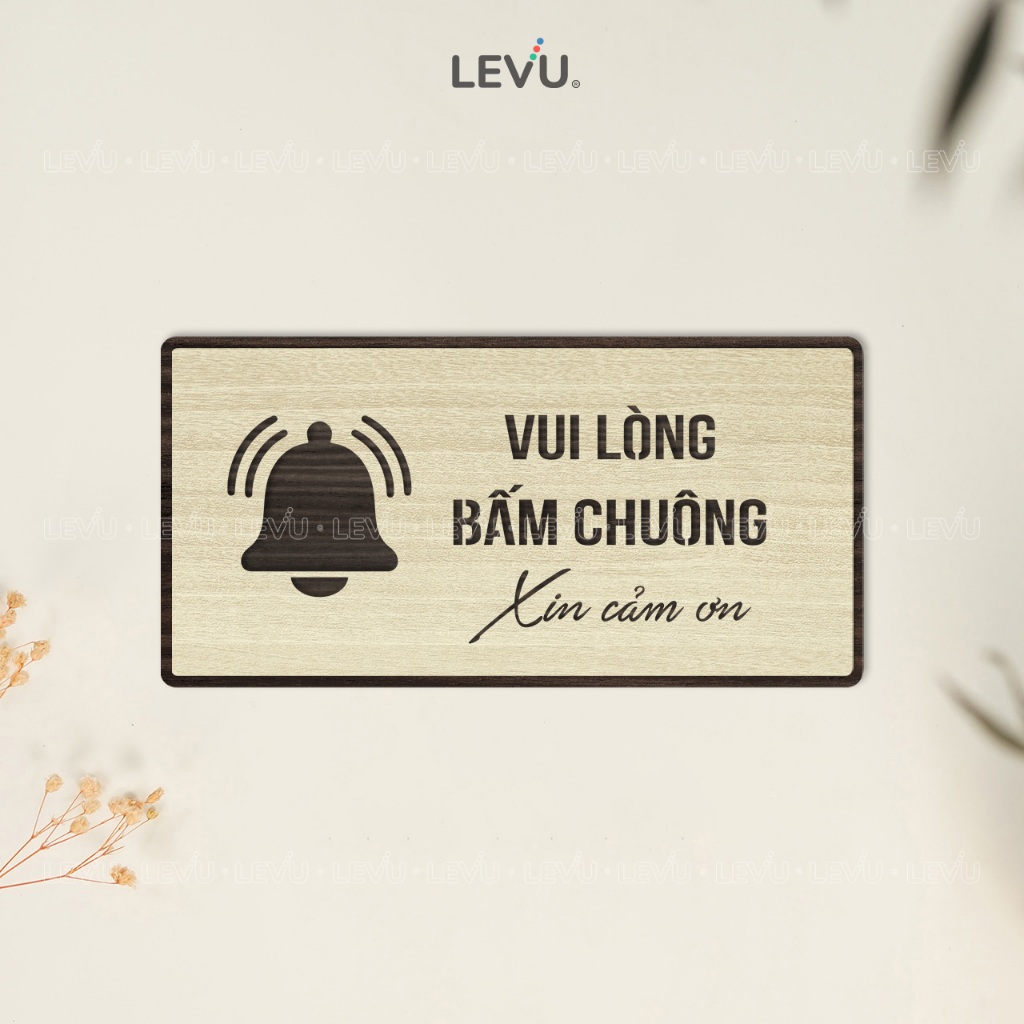 Bảng gỗ trang trí vui lòng bấm chuông BG97 decor nhà cửa