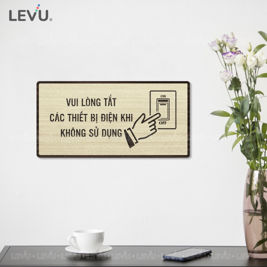Bảng gỗ yêu cầu vui lòng tắt thiết bị điện khi không sử dụng BG99 trang trí nhà cửa