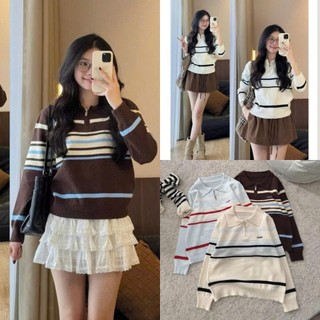 Áo Len Tay Dài Cổ Polo Khóa 247store Thêu Chữ POUCH Sang Xịn Aolenphoikhoa446