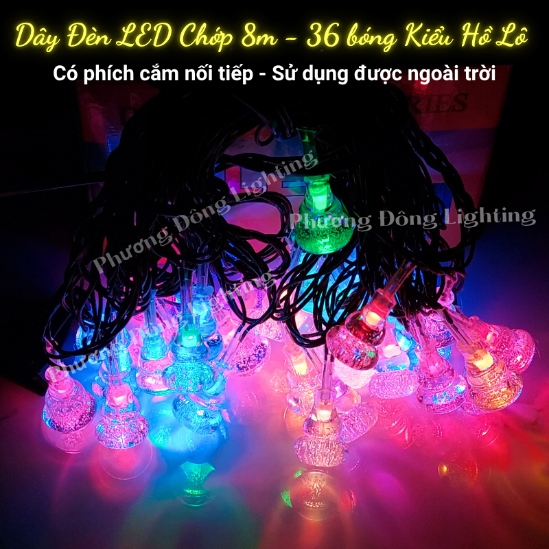 Dây đèn LED Chớp Trang trí Noel - Lễ - Tết  dài 8m 36 bóng Có phích cắm nối tiếp Sử dụng được ngoài trời