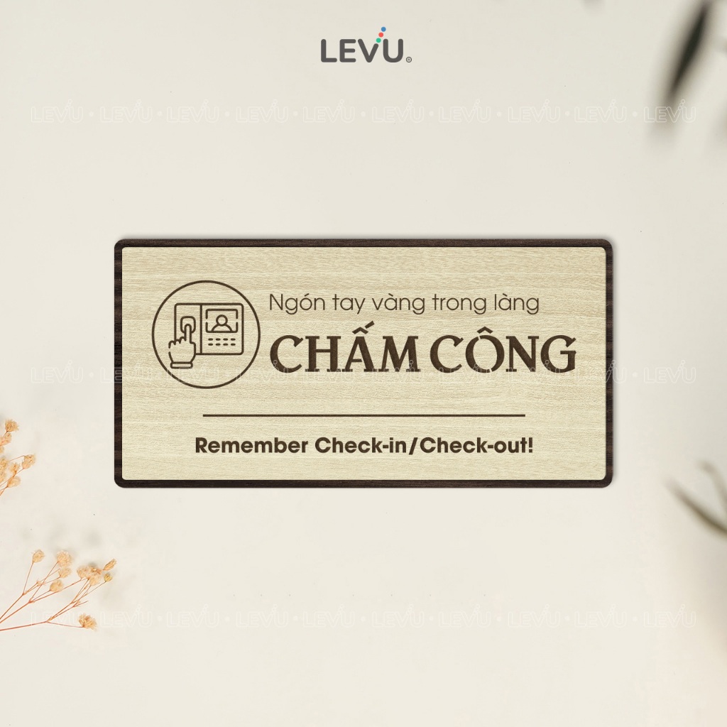 Bảng gỗ thông báo khu vực chấm công nhân viên BG105 trang trí công ty