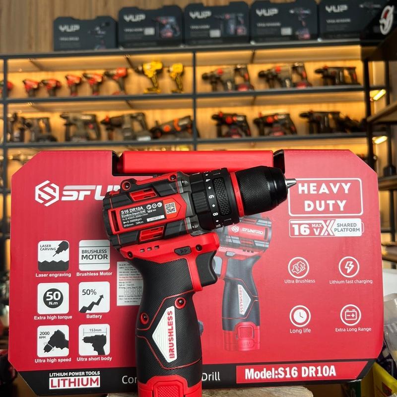 Máy Khoan Pin SFUNPRO 10mm S16-DR10A ( Bộ 2 Pin 2.0ah) - động cơ không chổi than- lõi đồng