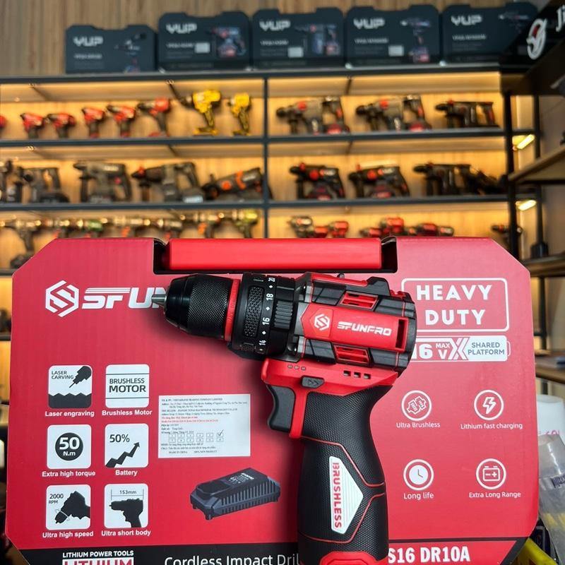 Máy Khoan Pin SFUNPRO 10mm S16-DR10A ( Bộ 2 Pin 2.0ah) - động cơ không chổi than- lõi đồng